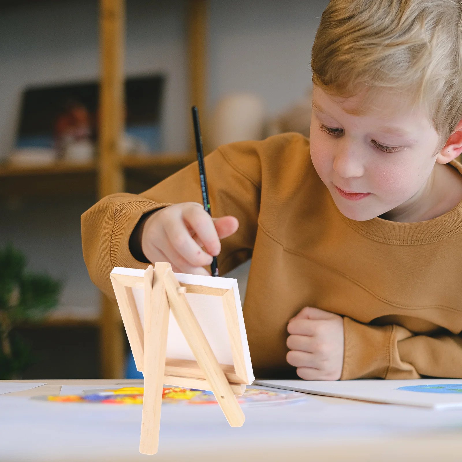Mini Canvas Easel Set Wooden Painting Easel Portable Supplies Mini Display Stand Board Paint Canvases For Beginner