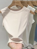 zjaiss 2026 Cotton Tops Neck Summer Basic Shirts White Black Casual Sport Vest Off Shoulder Green Women's Tank Top - Image 4