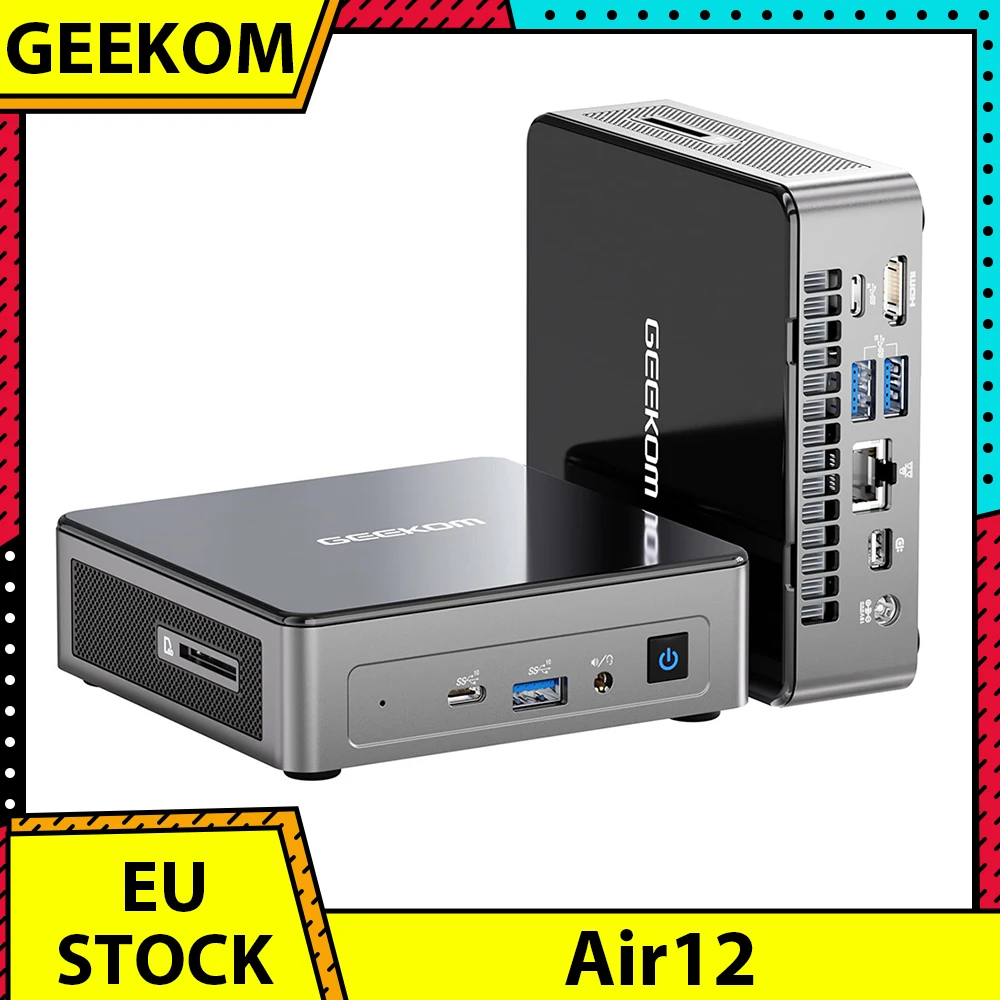 Geekom Air12 Mini Pc Intel Alder Lake N100 4 Core Fino A 3.4Ghz 16Gb Ram 512Gb Ssd Wifi 6 Bluetooth 5.2 3 * Usb 3.2 1 * Type-C