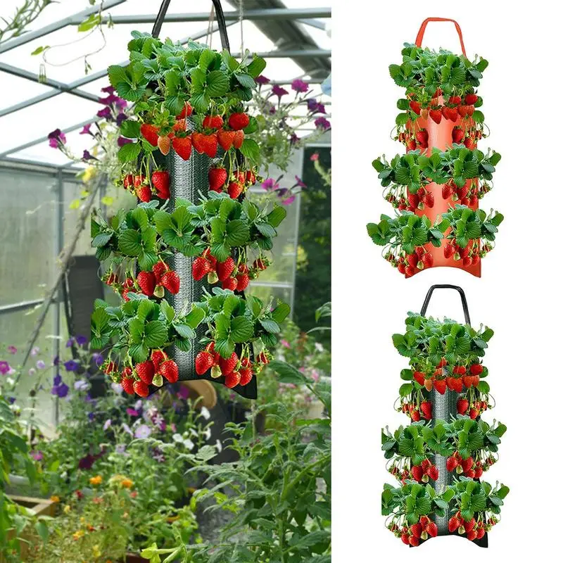 

Multi-Function Hanging Strawberry Grow Bag Upside Down Planter Tomato Potato Vegetable Flower Plant Grow Bags Garden Planter Pot