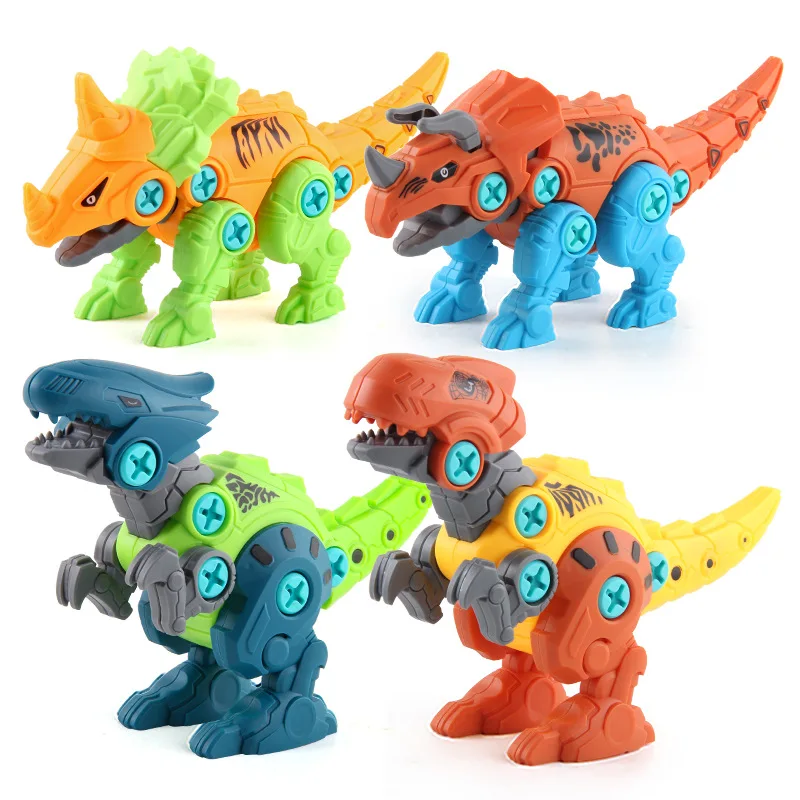 Assembled Dinosaur Disassembly Children's with Soft Projectile Ejection Screwable Dinosaur Figures Bricks Dino Toys Combination