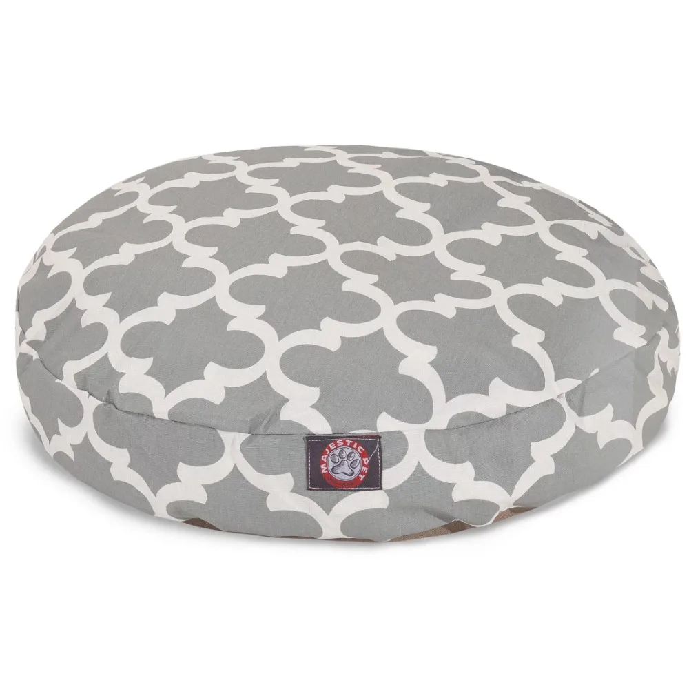 

Large (42" x 42")Trellis Round Pet Bed For Dogs, Removable Cover, Gray, Large