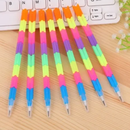 샤프닝이 필요 없는 빌딩 블록, 패치워크 연필, 교체 가능한 페인트 브러시, 드로잉 페인팅 문구 용품, 어린이를 위한 12 개