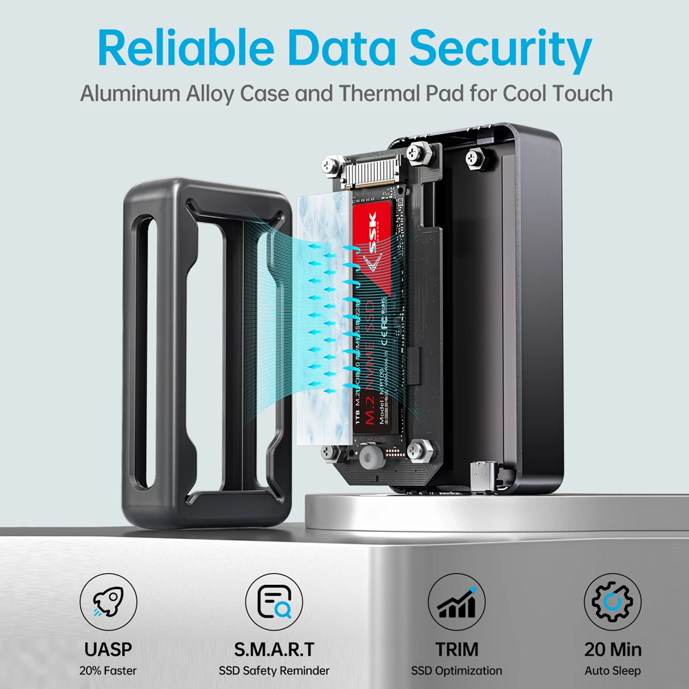 SSK 40Gbps SSD Case USB 4.0 M.2 NVMe SSD Enclosure Type-C External Case Compatible Thunderbolt 4 Support UASP TRIM for PC Laptop
