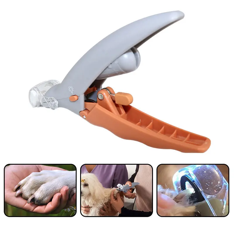 Household Pet Products Splash Proof Cat And Dog Nail Clipper LED Lamp Magnifying Glass Anti Cutting Blood Line Pet Nail Clipper