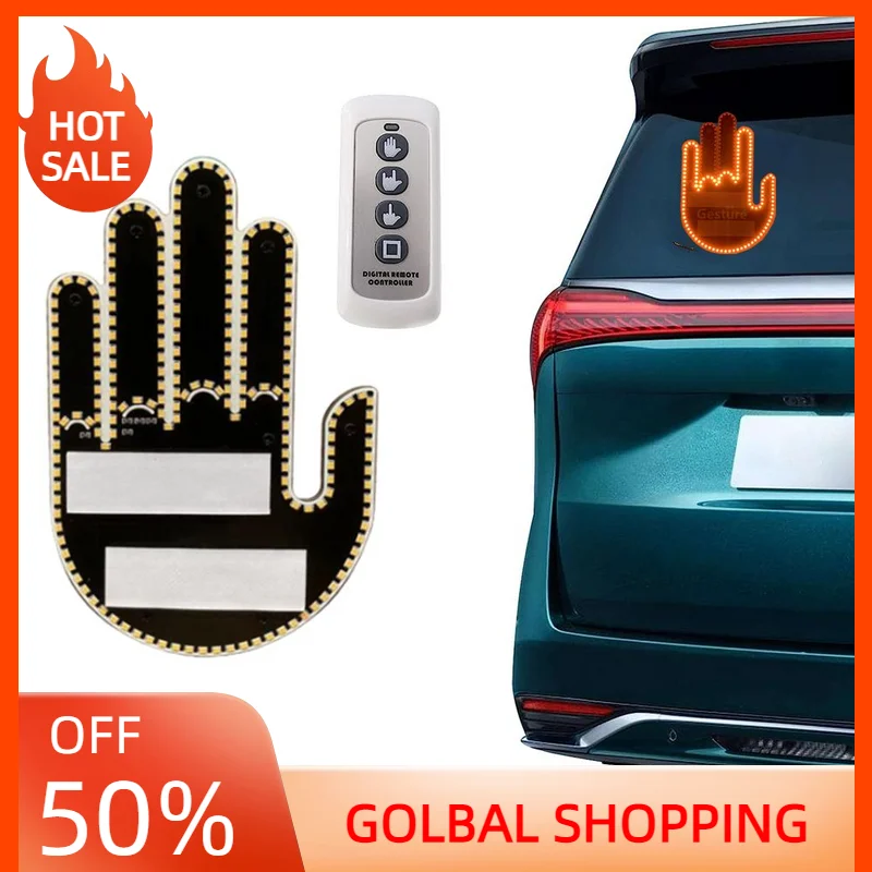 Middle Finger Light Gesture LED light Hand LED Car Finger UP Back