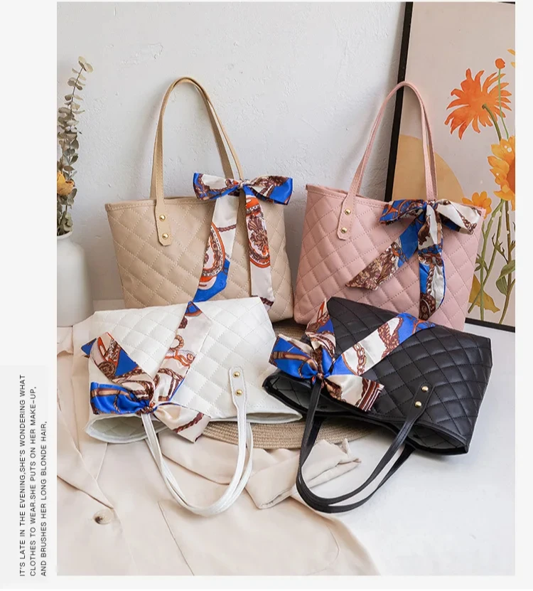 Large Capacity Embroidered Quilted Tote Bag For Women, Shoulder Bag_voghion.com