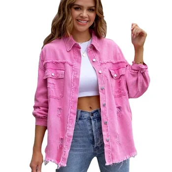 Hollow Out Denim Blouse Women Loose and Comfortable Blouses Shirt Vintage Denim Camisas De Mujer Womens Tops Harajuku Streetwear