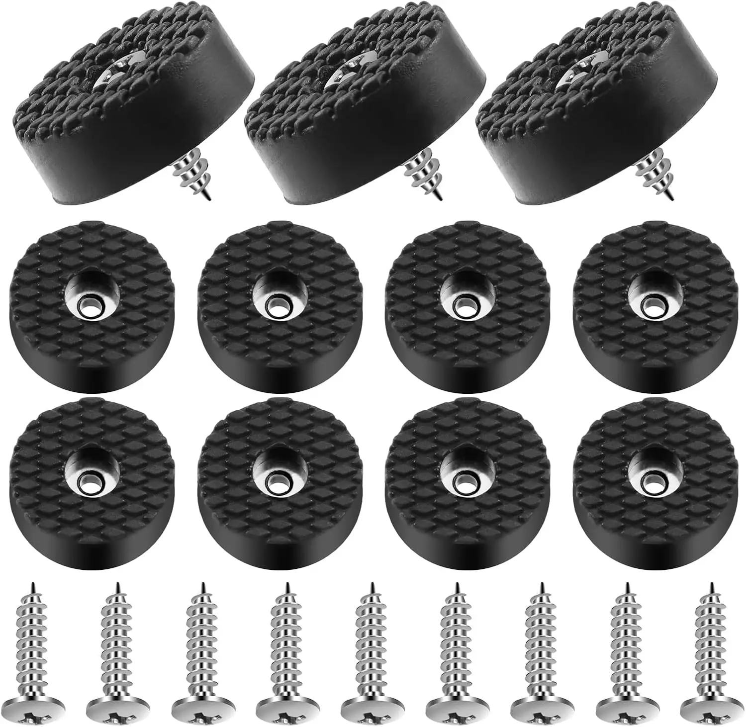 Furniture Leg Pads 12pcs 18/24/30MM Round Rubber Bumper Non-Slip Feet with Screws Floor Protector for Table Chair Leg