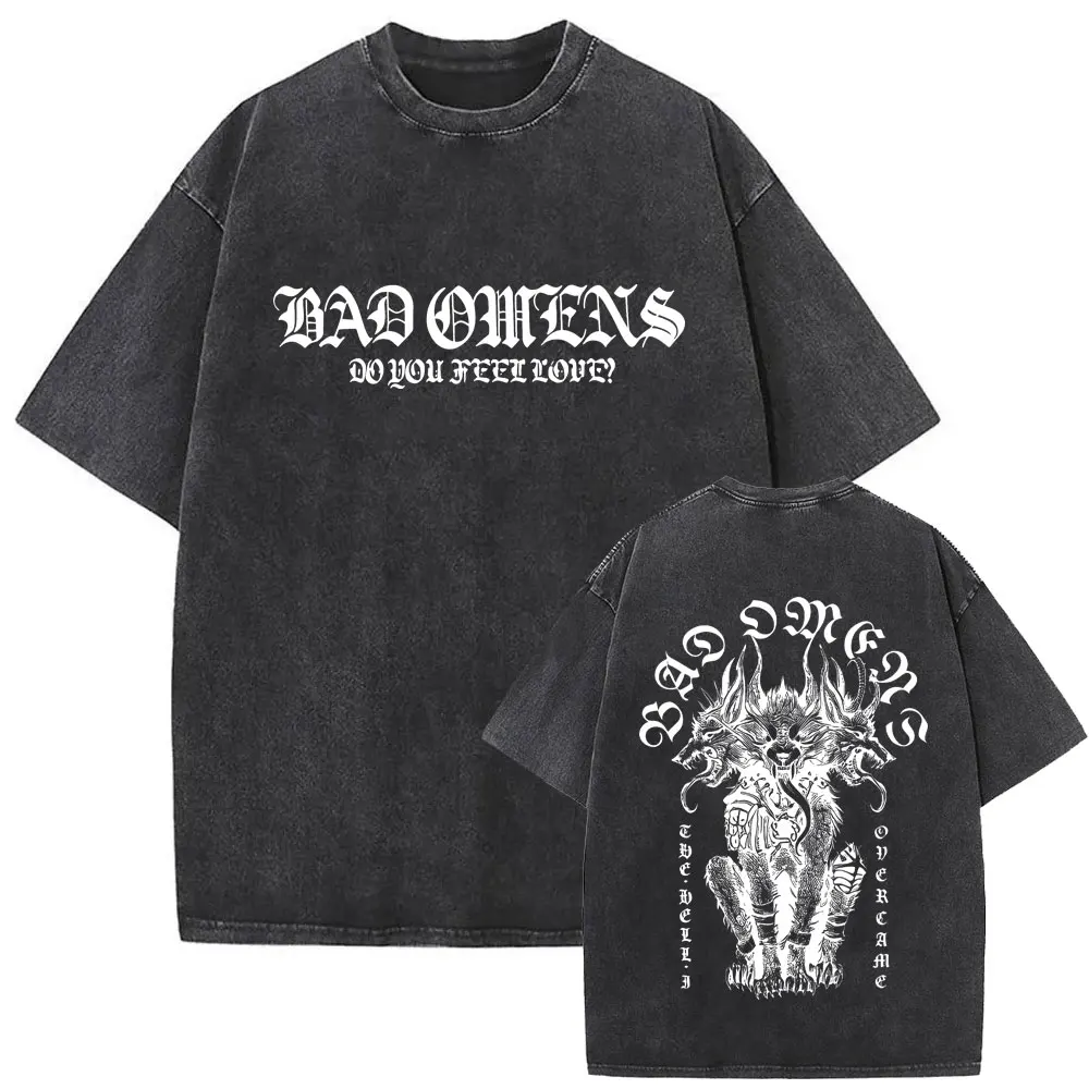 Gewaschenes Vintage Bad Omens Do You Feel Love Tour 2026 T-Shirt für Herren und Damen – Sommer Retro Rock Streetwear Gothic Metal Style T-Shirts