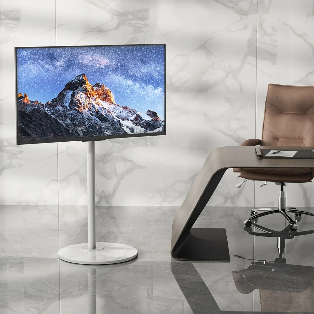 Height Adjustable TV Stand with Sintered Stone Base