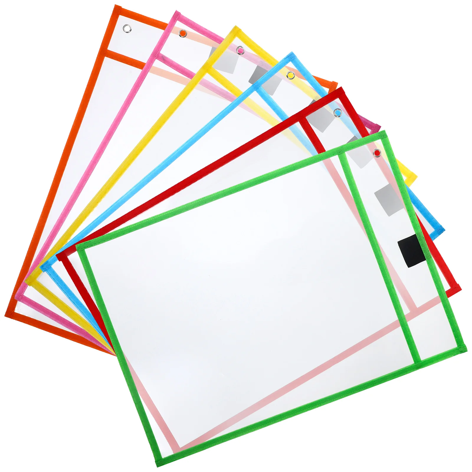 

6 Pcs Dry Erase Paper Sleeves Pockets Reusable Clear Storage Bags Protectors File Protective