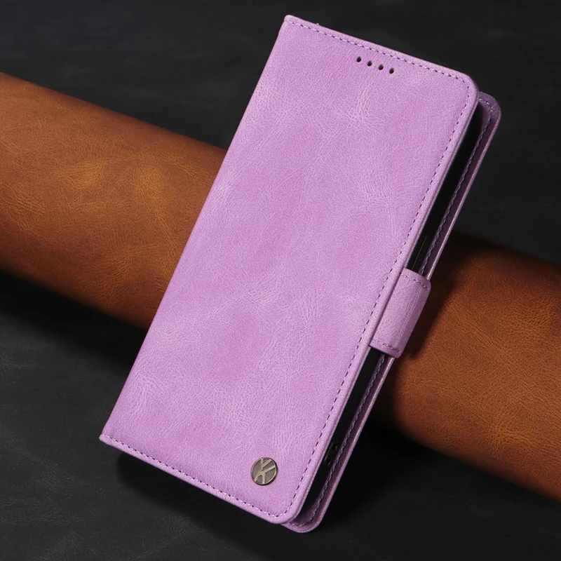 Litchi-Textured Leather Flip Wallet Case with Side Buckle