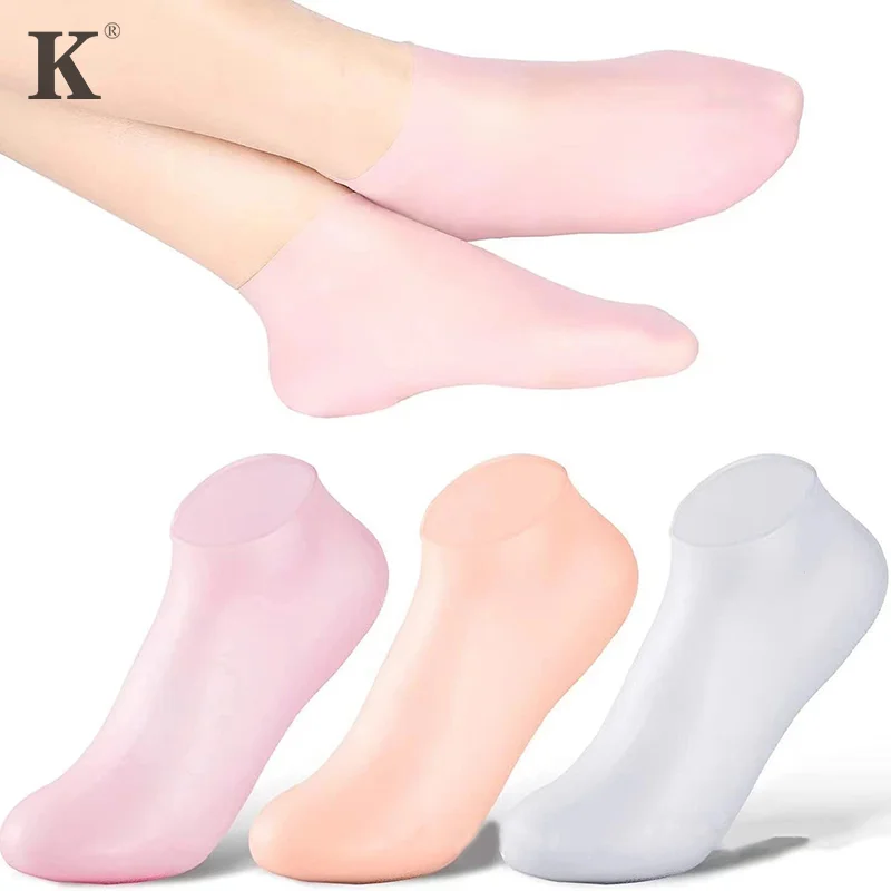 

2Pcs Silicone Foot Care Socks Anti Cracking Moisturizing Gel Socks Cracked Dead Skin Remove Protector Pain Relief Pedicure Tools