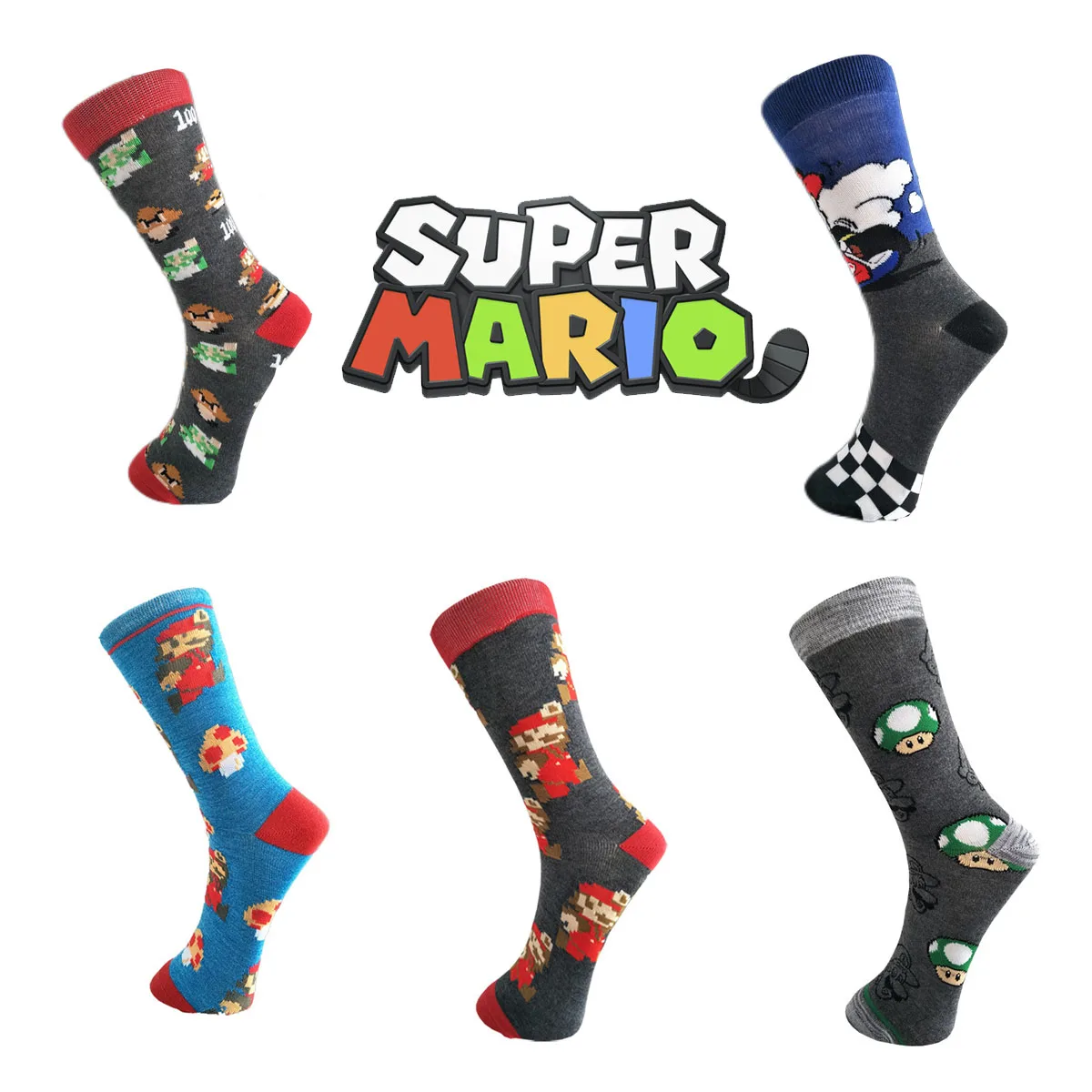 

Новые дизайнерские спортивные носки для взрослых, повседневные мужские и женские носки Супер Марио, поглощающие пот, удобные носки для косплея, подарки
