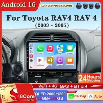 Autoradio GPS DSP Carplay con Navigatore GPS, Lettore Multimediale Video Stereo 2din DVD Android 16 per Toyota RAV4 RAV 4 2003 - 2005