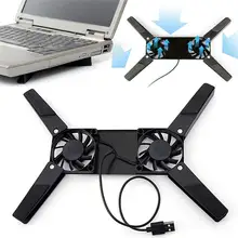 

Laptop Fan Desk Support Dual Cooling Fan Notebook Computer Stand Foldable USB Rack Holder Black radiating