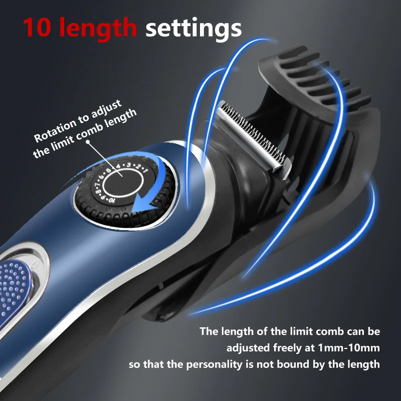 WAIKIL New Multi functional Men's Electric Hair clipper USB rechargeable portable hair clipper head hair and beard trimmer 4