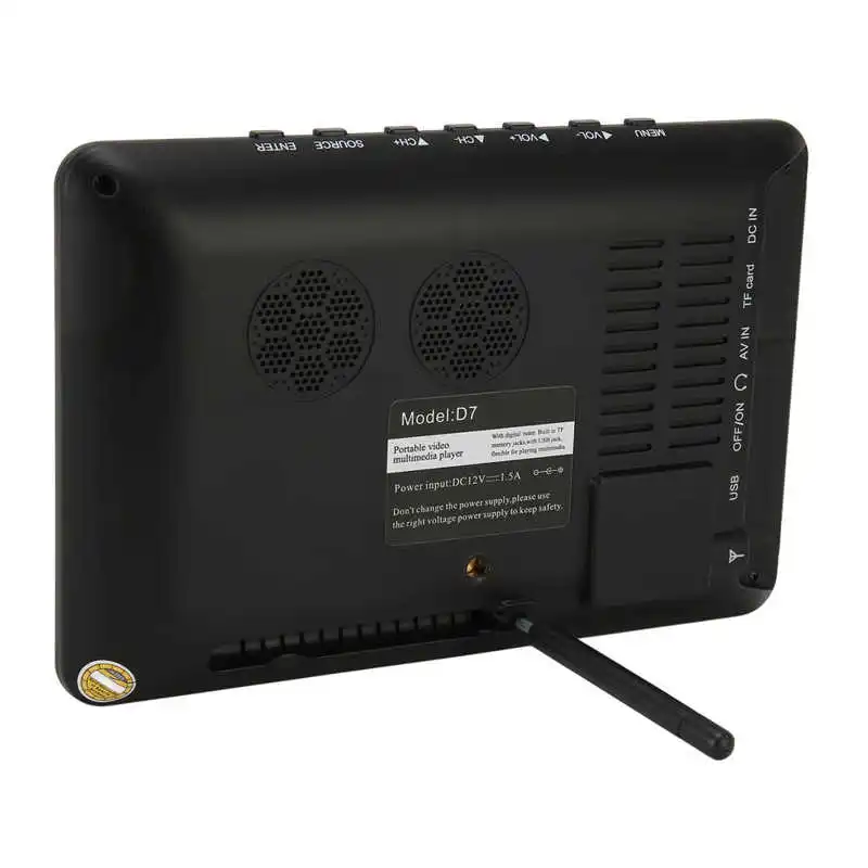 7 Inch 100-240V Portable TV HD LED Digital Portable Television Video Player with Built in Rechargeable Battery EU Plug