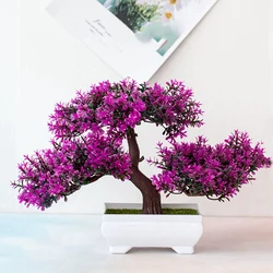 Miniature Bonsai-Inspired Artificial Plant for Home and Garden Decor (Plum)