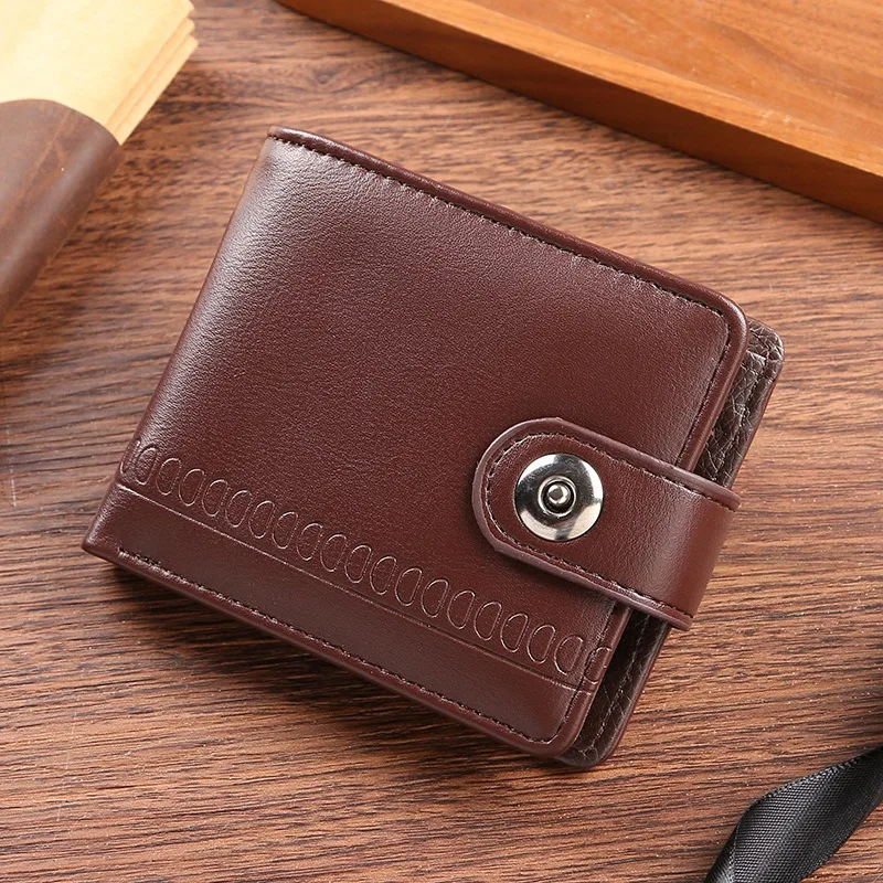 Men's Business Wallet Retro Artificial Leather Foldable Short Wallet Credit ID Card Storage Card Holder Hasp Clutch Bag Purses 2