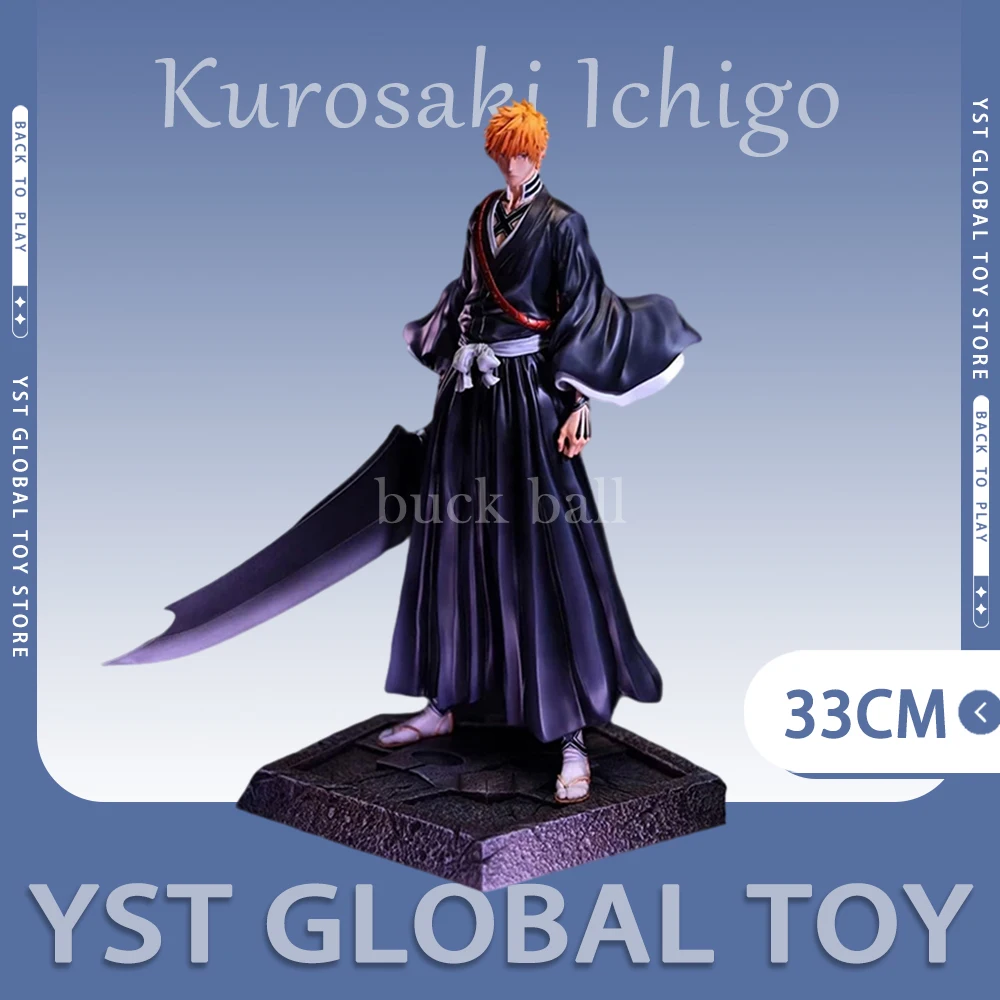 

33cm Bleach Flyleaf Kurosaki Ichigo Anime Figure Double Head Hands Figurine PVC Statue Model Collection Desk Ornament Toys Gifts