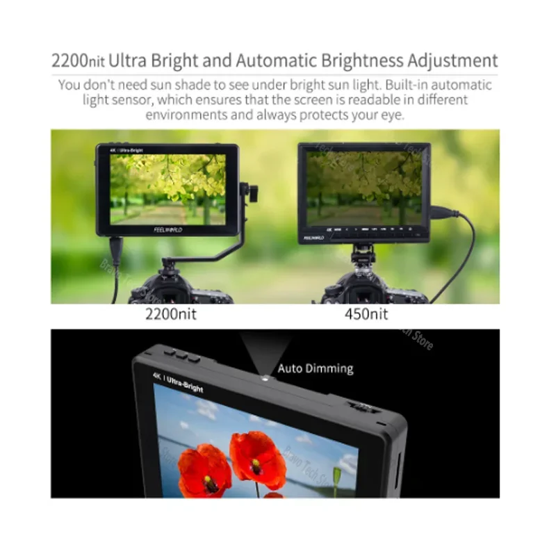 FEELWORLD LUT7 LUT7S LUT7 PRO 7 inch 2200nits 3G SDI 4K Touch Screen 3D LUT Field Monitor Full HD 1920x1200 IPS for DSLR Cameras