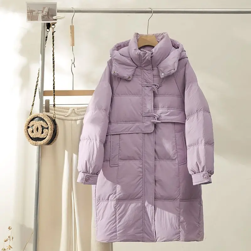 2023 New Women Down Jacket Winter Coat Female Mid Length Version Parkas Loose Thick Warm Outwear Hooded Leisure Time Overcoat