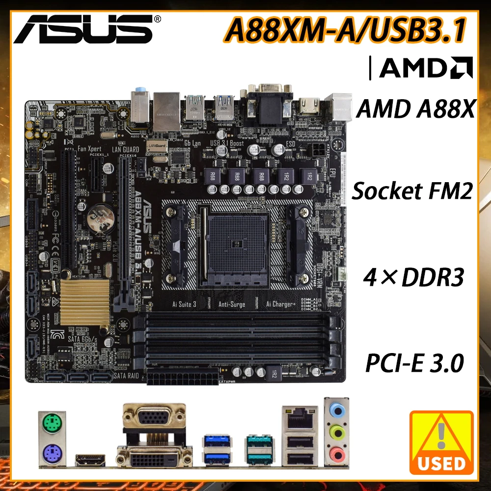 Asus A88XMA/USB3.1マザーボードamd A88XソケットFM2/FM2 + DDR3 32ギガバイトpcie 3.0