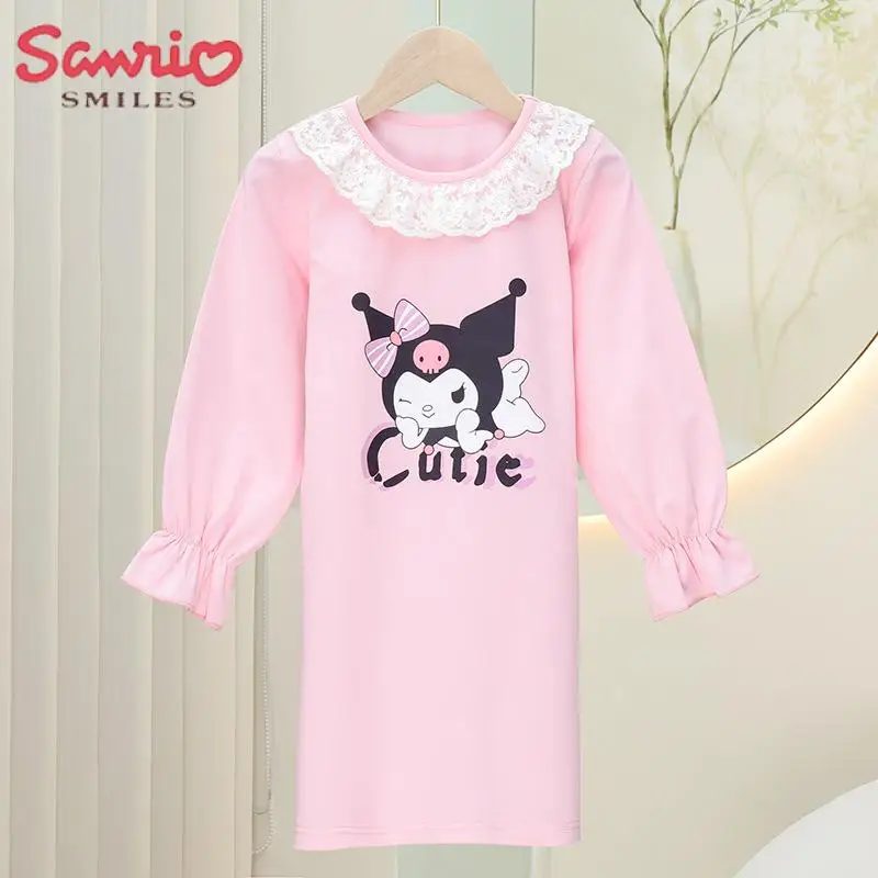 

Sanrio/хлопковая ночная рубашка с длинными рукавами для детей; Домашняя свободная Пижама с героями мультфильмов; Милое Повседневное платье; Платье принцессы в стиле аниме; Подарок для девочек