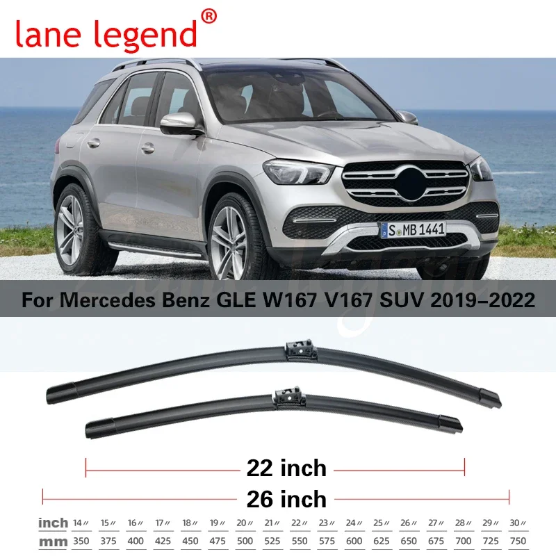 For Mercedes-Benz GLE W167 V167 SUV 2019 2020 2021 2022 Front Rear Set Window Frameless Wiper Blade Rubber Car Replacement Parts