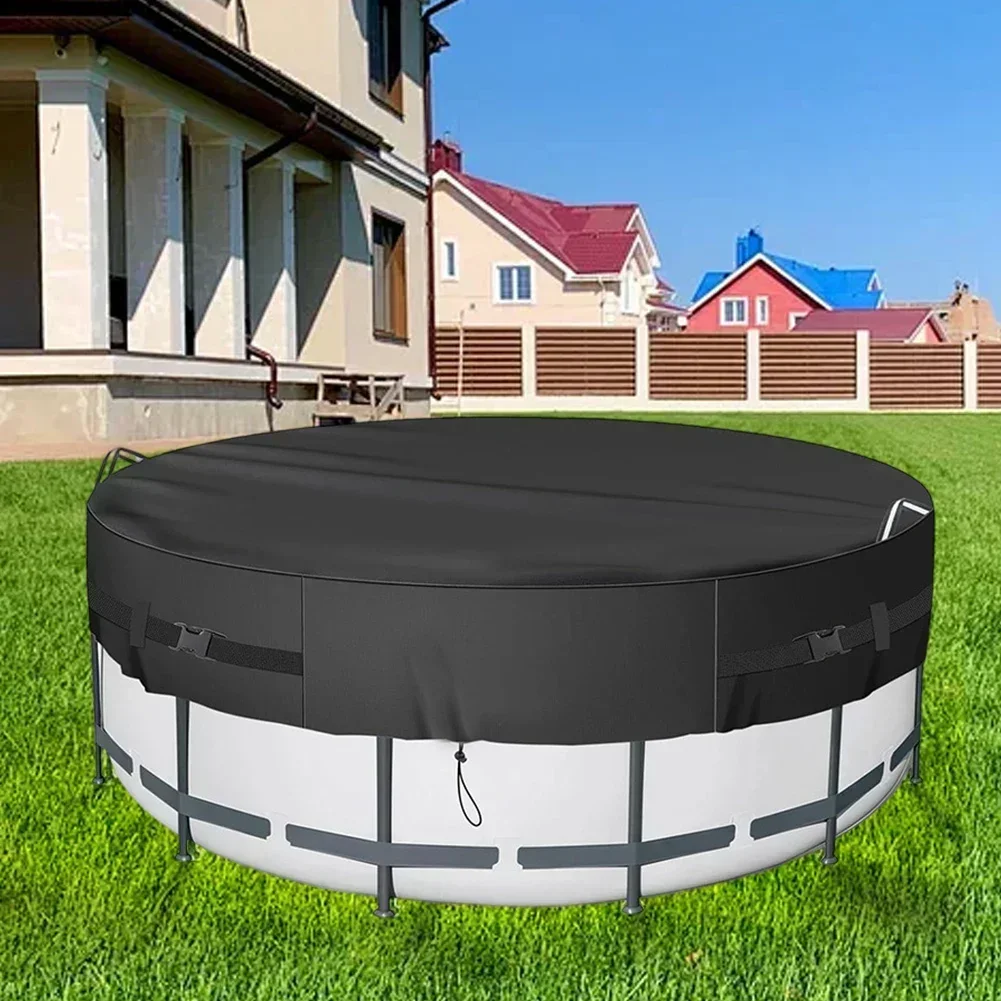 Cubierta Para Piscina Redonda De 244 Cm (8 Pies), Lona Oxford 420D Impermeable Con Estacas - Para Verano E Invierno