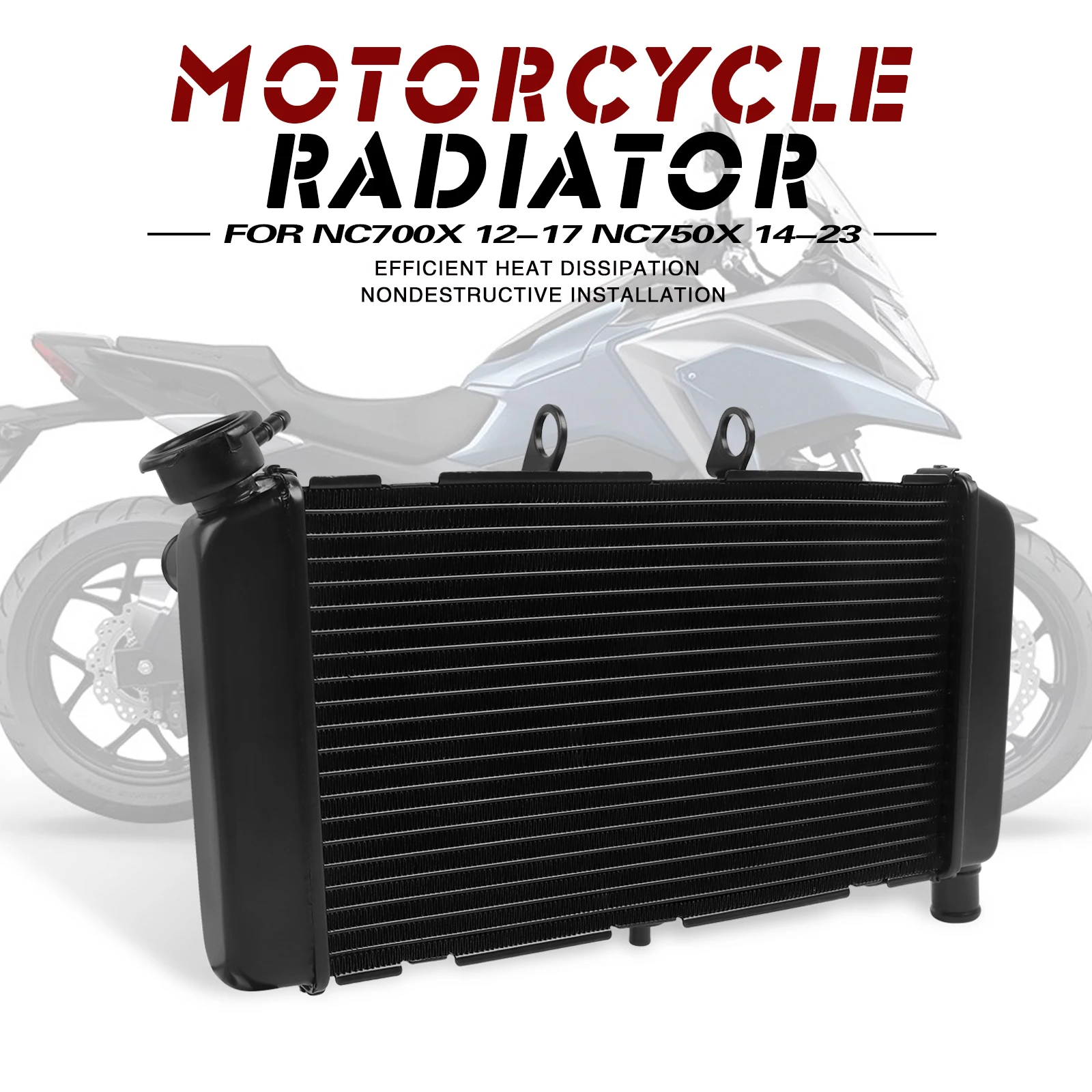 Motorcycle Engine Radiator Cooler Coolant Cooling Cover Water Tank For ...