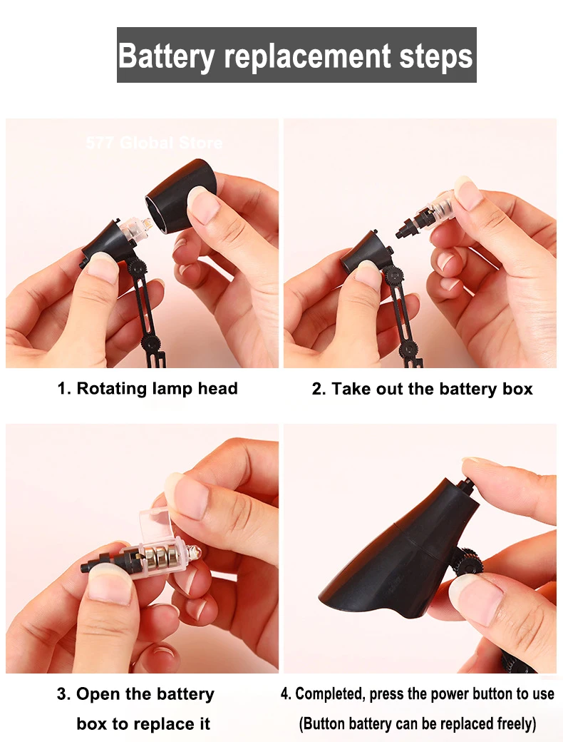 Description Picture 2 of itemLED Mini Warm Color Eye Protection Table Lamp Foldable Creative Small Book Lamp Multi-angle Adjustable Study Small Desk Lamp