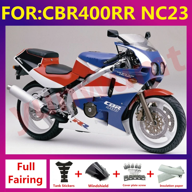 

Motorcycle full fairings Bodywork kit Fit For CBR400RR NC23 1988 - 1989 Fairing Kits CBR400 NC 23 CBR 400 RR Set blue white