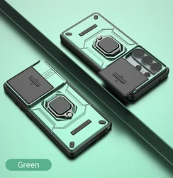 Slide Lens Armor Magnetic Ring Protective Cover - Galaxy M34 5G (Green)