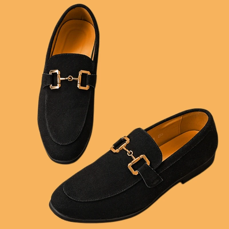 

New Loafers Men Flock Business Wedding Shoes for Men Spring Autumn Dress Shoes Handmade Free Shipping Size 38-46