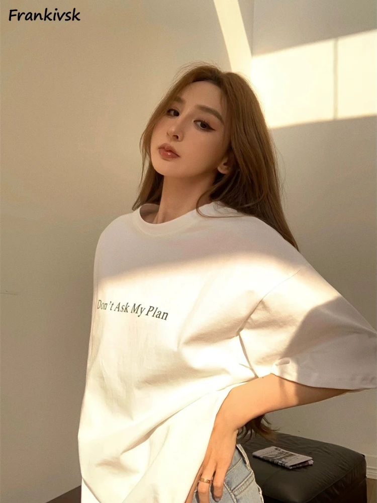 

Летние женские футболки, уютная мешковатая простая футболка с надписью, модная популярная универсальная хипстерская Повседневная футболка в стиле Хай-стрит с коротким рукавом