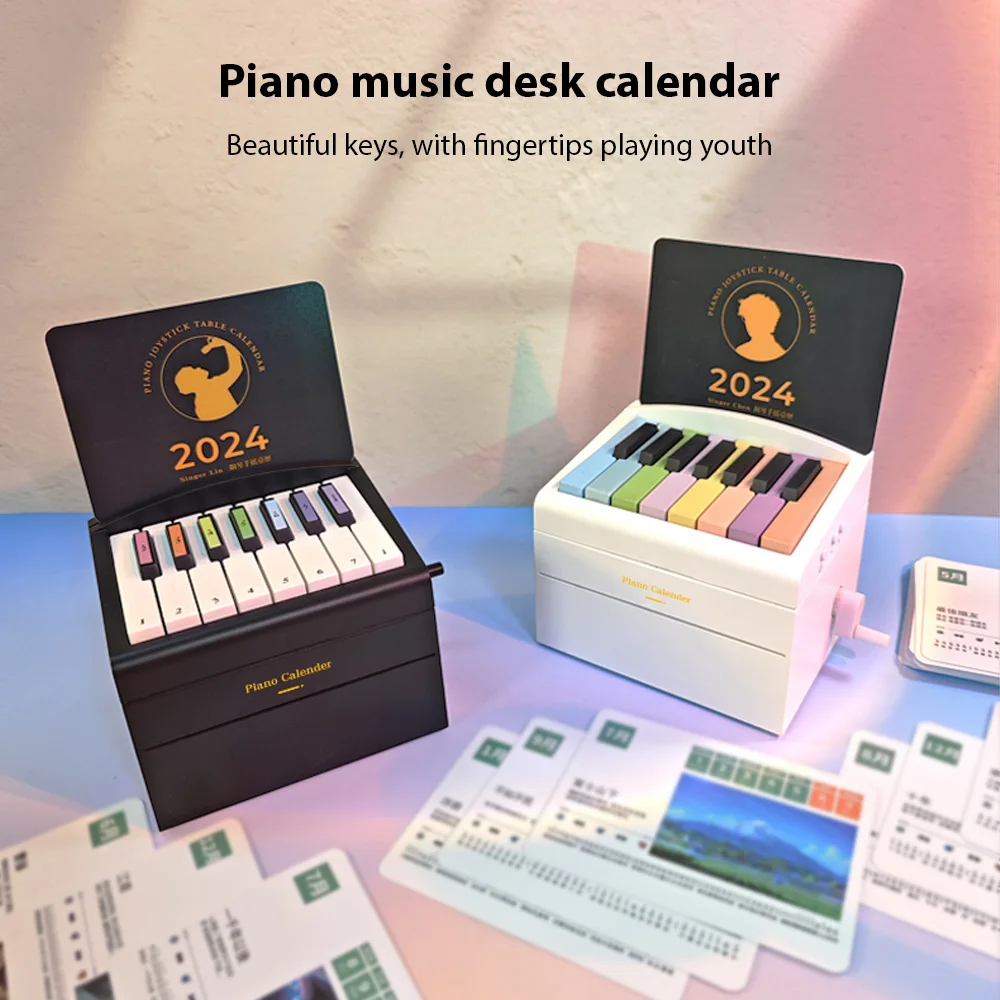 Piano Calendar Mini Playable Piano Desk Calendar Creative Desktop Decoration Music Box Birthday Gifts Weekly Ornament