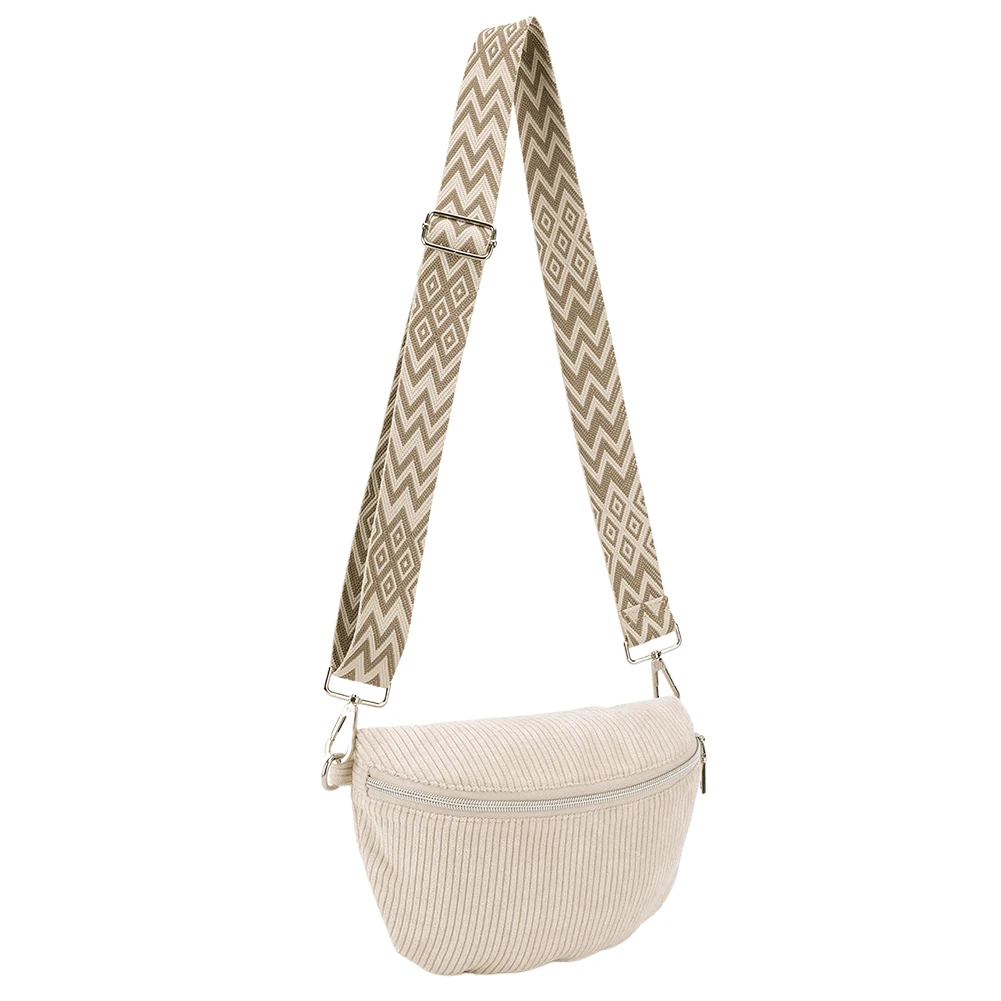 Crossbody Bag for Men Women with Adjustable Wide Strap Bum Bag Corduroy Solid Chest Bag Fanny Pack for Travel Workout