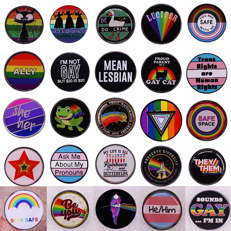 We're All A Little Bit Gay LGBTQ Rainbow Love Is Love Enamel Pins Metal