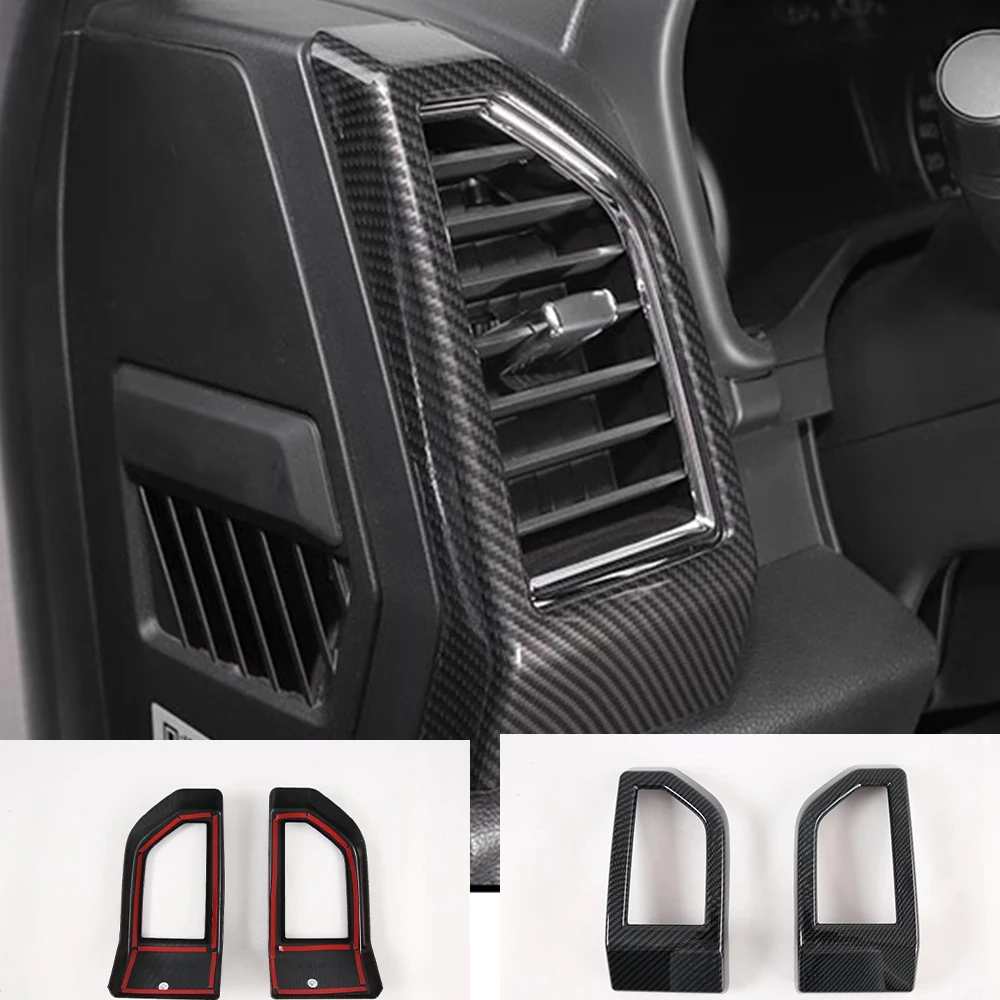 

Side Air Conditioning Vent Outlet Cover Trim Carbon Fiber Stickers Car Accessories Dashboard Frame For Ford F150 2Pcs 2015-2020