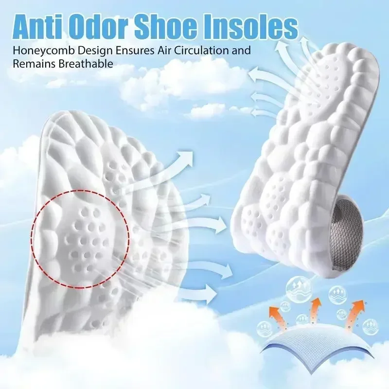 Memory Foam Acupressure Sweat-Absorbent Air Cloud Cushion Insoles