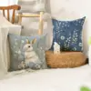Easter Bunny Easter Egg Hydrangea blue pillow case, 18 x 18 inch eucalyptus leaf cotton cushion cover sofa decoration set of 4 5