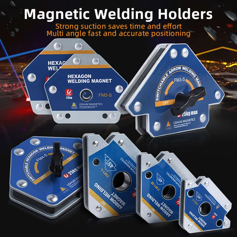 Magnetic Welding Holders Set 12.5KG Holding Force Multi-Angle Arrow Magnet Positioner Fixtures for Soldering and Metal Fabrication