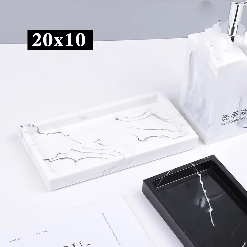 Bathroom Tray Home Decor Rectangular Plate Countertop Waterproof Marble Texture Cosmetic Organizer Resin Storage Soap Household