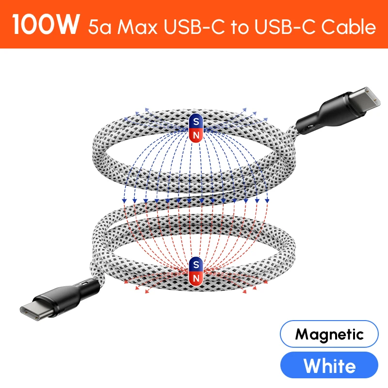 ตัวเลือกสินค้า สายชาร์จแม่เหล็ก USB-C ชาร์จเร็ว 27W สำหรับ iPhone & Samsung