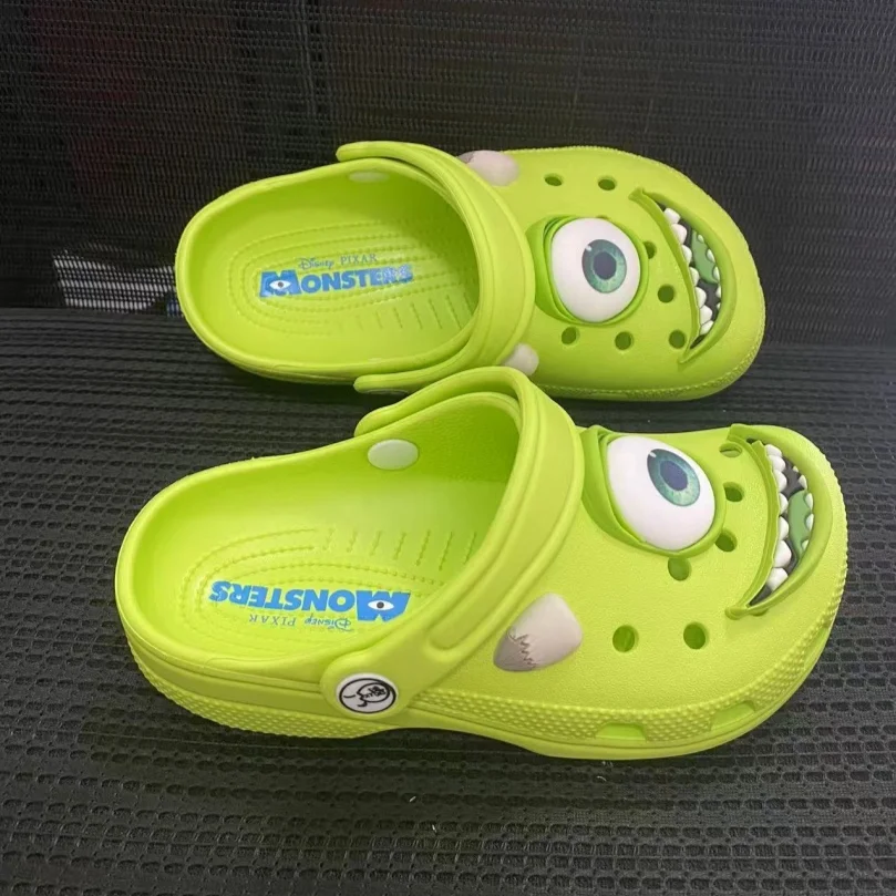 Clogs im Croc-Stil, Slide-Sandalen, Disney Mike Monsters University Green, rutschfeste, atmungsaktive Strandschuhe, Outdoor-Freizeit-Hausschuhe