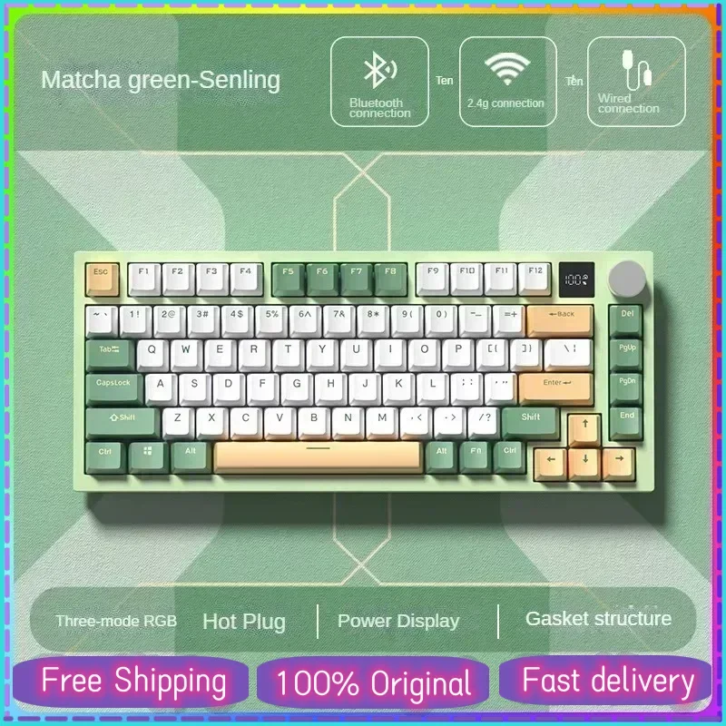 

WEIKAV K75 Wireless Three Mode Mechanical keyboard Customized Gasket Structure Full Hot Plug RGB Game Mechanical keyboard