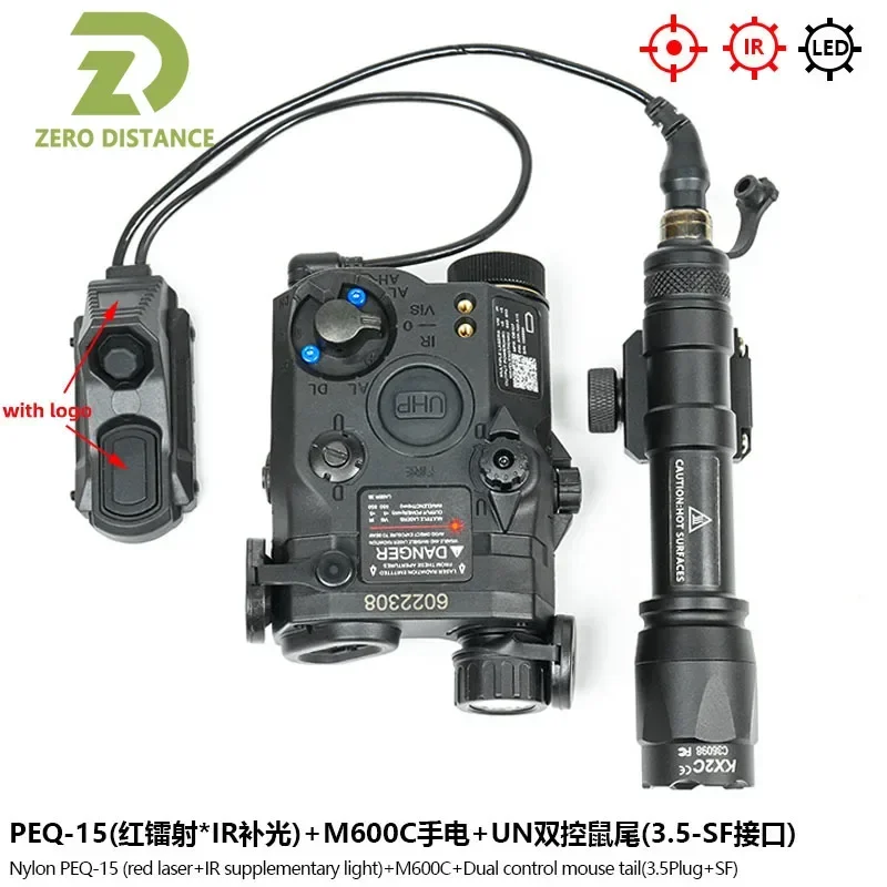 Tactical PEQ15 IR Fill Light/IR Laser Red Green Dot Laser M600C Flashlight Hunting Airsoft Accessories Axon Dual Function Switch